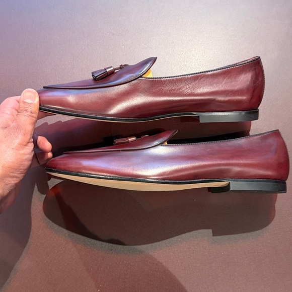 Tod's Burgundy Leather Loafers with Tassels - Picture 11 of 12